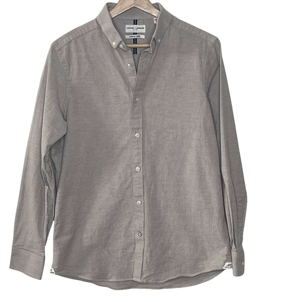 Crosby Howard Men's Tan Stretch Fabric Button Down Long Sleeve Shirt Size M‎
